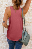 Red Casual V Neck Racerback Tank Top with Pocket LC256544-3