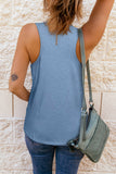 Sky Blue Casual V Neck Racerback Tank Top with Pocket LC256544-4