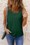 Green Casual V Neck Racerback Tank Top with Pocket LC256544-9