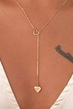 LC013605-12, Gold Valentines Day Heart Shape Hollow Lariat Necklace Y Shaped Necklace Jewelry