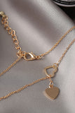 LC013605-12, Gold Valentines Day Heart Shape Hollow Lariat Necklace Y Shaped Necklace Jewelry