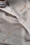 LC013605-12, Gold Valentines Day Heart Shape Hollow Lariat Necklace Y Shaped Necklace Jewelry