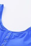 Blue Ladies Square Neck Sleeveless Print Tankini Set LC411478-5