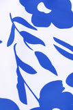 Blue Ladies Square Neck Sleeveless Print Tankini Set LC411478-5