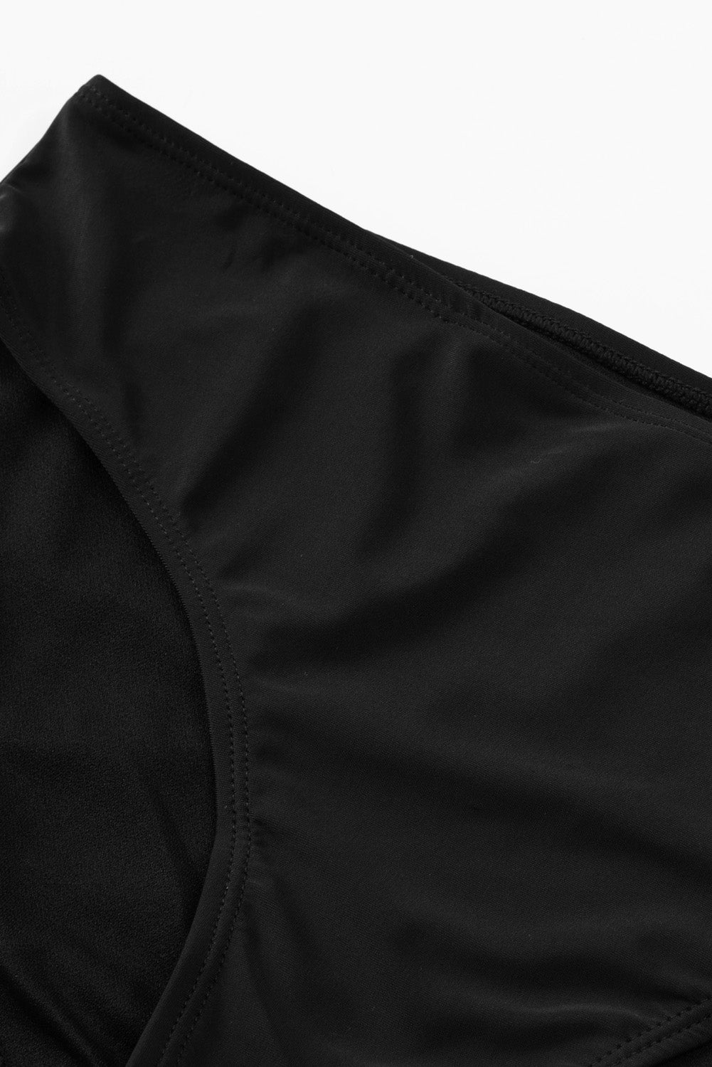 LC412113-102-S, LC412113-102-M, LC412113-102-L, LC412113-102-XL, LC412113-102-2XL, Black Women's Retro Polka Dot Print Bathing Suit Handkerchief Hem Tankini Set