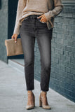 Jeans skinny pour femme taille haute longueur cheville pantalon en denim
