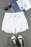 White Womens Casual Jeans Distressed Frayed Denim Shorts LC783905-1