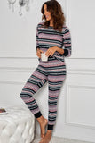 Pink Womens Christmas Print Long Sleeve Pullover Tops and Skinny Pants Loungewear LC4512170-10