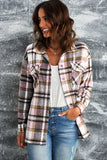 LC255462-10-S, LC255462-10-M, LC255462-10-L, LC255462-10-XL, LC255462-10-2XL, Pink Geometric Plaid Print Pocketed Shirt