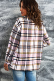 LC255462-10-S, LC255462-10-M, LC255462-10-L, LC255462-10-XL, LC255462-10-2XL, Pink Geometric Plaid Print Pocketed Shirt