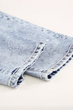 Sky Blue Distressed Faded Splatter Ripped Hole Denim Pants LC783893-4