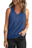 Blue Casual V Neck Racerback Tank Top with Pocket LC256544-5