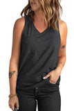 Black Casual V Neck Racerback Tank Top with Pocket LC256544-2
