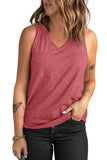 Red Casual V Neck Racerback Tank Top with Pocket LC256544-3