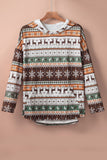 Brown Plus Size Long Sleeve Christmas Reindeer Print Hoodie for Women LC2538271-17