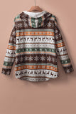 Brown Plus Size Long Sleeve Christmas Reindeer Print Hoodie for Women LC2538271-17