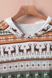 Brown Plus Size Long Sleeve Christmas Reindeer Print Hoodie for Women LC2538271-17