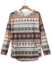 Brown Plus Size Long Sleeve Christmas Reindeer Print Hoodie for Women LC2538271-17