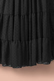 Black Ruffle White Off the Shoulder Dress Swiss Dot Maxi Dress LC614462-2