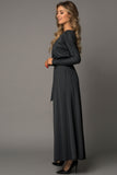 Black Long Sleeve Dress for Women Black V Neck Batwing Sleeve Maxi Dress LC616128-2