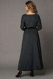 Black Long Sleeve Dress for Women Black V Neck Batwing Sleeve Maxi Dress LC616128-2