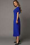 Blue V Neck Ruffled Sleeve Empire Waist Flare Long Dress LC617472-5