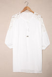 White White T Shirt Dress V Neck Lace Shoulder Beach Dress LC421346-1