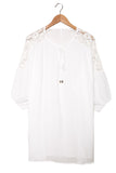 White White T Shirt Dress V Neck Lace Shoulder Beach Dress LC421346-1