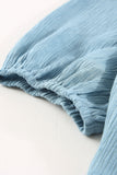 Sky Blue White T Shirt Dress V Neck Lace Shoulder Beach Dress LC421346-4