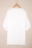 White White T Shirt Dress V Neck Lace Shoulder Beach Dress LC421346-1