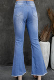 Sky Blue Flare Bell Bottoms Jeans for Women High Rise Distressed Denim Jeans LC783619-4