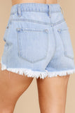 Sky Blue Womens Casual Jeans Distressed Frayed Denim Shorts LC783905-4