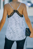 White Women's V Neck Printed Lace Tank Top Summer Camisole LC256335-1