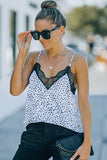 White Women's V Neck Printed Lace Tank Top Summer Camisole LC256335-1