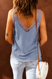 Sky Blue Swiss Dot Print Eyelash V Neck Cami Tank Top for Women LC256485-4