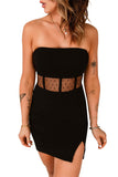 Black Mesh Bandeau Sleeveless Bodycon Black Dress for Women LC619770-2