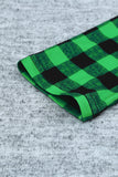 Green Womens Splicing Kangaroo Pocket Buttoned Plaid Hoodie LC2539575-9