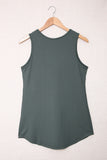 Green Summer Casual V Neck Button Ladies Tank Top LC253080-9