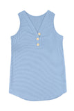 Sky Blue Summer Casual V Neck Button Ladies Tank Top LC253080-4