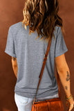 LC25214597-11-S, LC25214597-11-M, LC25214597-11-L, LC25214597-11-XL, LC25214597-11-2XL, Gray Happy Easter Bunny Graphic Print Tee Short Sleeve T-Shirt Top