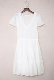 White White Ruffle Dress Smocked Flowy Mini Dress for Women LC2210934-1