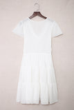 White White Ruffle Dress Smocked Flowy Mini Dress for Women LC2210934-1