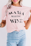 Pink MAMA NEEDS SOME WINE Blush/Gray Tee LC2523760-10