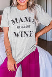 Gray MAMA NEEDS SOME WINE Blush/Gray Tee LC2523760-11