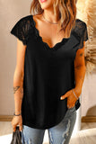 Black V Neck Eyelash Lace Knit Tank for Women LC253399-2