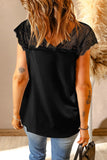 Black V Neck Eyelash Lace Knit Tank for Women LC253399-2