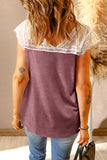 Red V Neck Eyelash Lace Knit Tank for Women LC253399-3