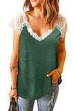 Green V Neck Eyelash Lace Knit Tank for Women LC253399-9