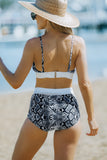 LC411956-22-S, LC411956-22-M, LC411956-22-L, LC411956-22-XL, Multicolor Women's High Waisted Bikini Leopard Two-piece Bathing Suit