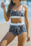 LC411956-22-S, LC411956-22-M, LC411956-22-L, LC411956-22-XL, Multicolor Women's High Waisted Bikini Leopard Two-piece Bathing Suit
